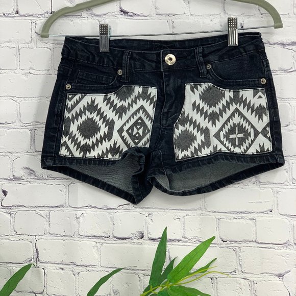 Chi Ole Denim Architect Pants - Chi Ole Denim Architect Black Faded Denim Shorts